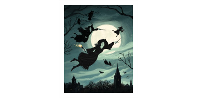 Guernsey Witches flying home after Le Sabbat 10 x 8 Giclee Print